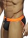 MIZOK Men's Sexy Color Block Swim Briefs Hot Body Bikini Swimwear with Adjustable Drawstring Grey XL