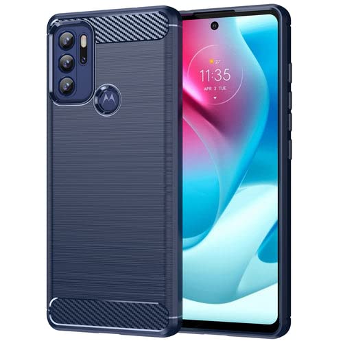 Image of NPRC Hybrid Ultra Slim Protective Case TPU Non-Slip Carbon Fiber Texture Shockproof Case Cover for Moto G60S - Blue