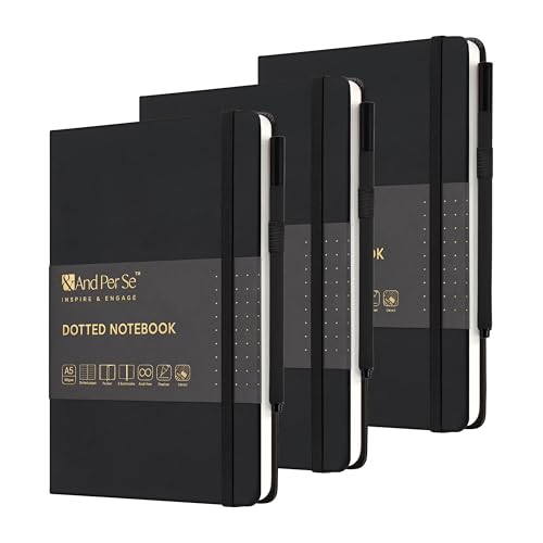 Carnets de notes à pois pour le bureau, Bullet Journal A5 en cuir noir