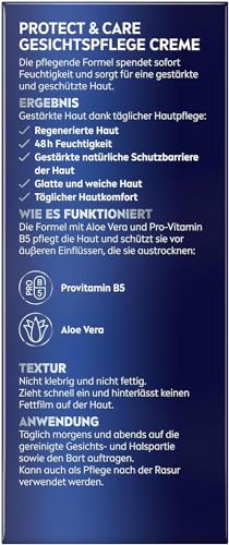 NIVEA MEN Protect & Care Gesichtspflege Creme, beruhigende Feuchtigkeitscreme für Männer, 48h feuchtigkeitsspendende Gesichtscreme mit Aloe Vera und Pro Vitamin B5 (75 ml)