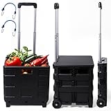 INDILUC Carro Plegable con Ruedas – Carro Compra hasta 25kg – Diseño Ergonómico y Compacto – Estructura Reforzada – Gomas de Sujeción - Fácil de Guardar y Duradero