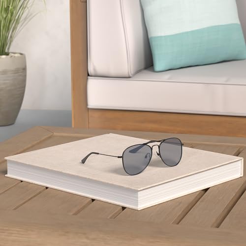 COASION Kinder Pilotenbrille mit Edelstahl Metall Gestell, verspiegelt oder getönt, Fliegerbrille, Sonnenbrille (A6 Schwarzer Rahmen/Graulinse)