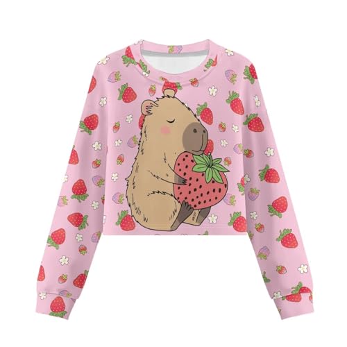Crop Tops for Kids Fall Outfits Long Sleeve Shirts for Girls Cropped Sweatshirt Active Clothes 5-14 Years4