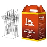 QUXVUIS Juego de cubiertos de acero inoxidable 24 Uds., cuchara, cubiertos, vajilla, lavavajillas, utensilios cocina, cuchillo, tenedor, suministros, accesorios para boda, Plateado, Plateado