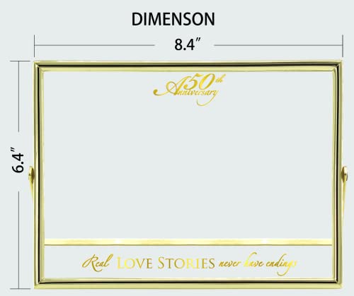 50Th Wedding Anniversary Picture Frame, Gold Metal Floating Picture Frame For Anniversary, Fits For 4X6-6X8 Inches Photo (Tabletop Display） #TOP2