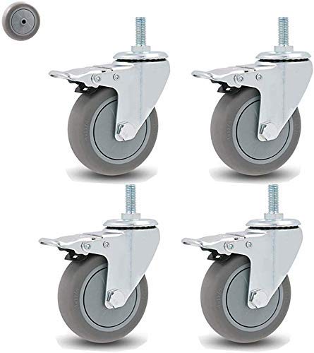 MU 4X Ruedas Giratorias, Trolley Muebles Ruedas, Ruedas de Transporte, Heavy Duty Ruedas para Muebles, Caucho Las Ruedas Frenadas,a