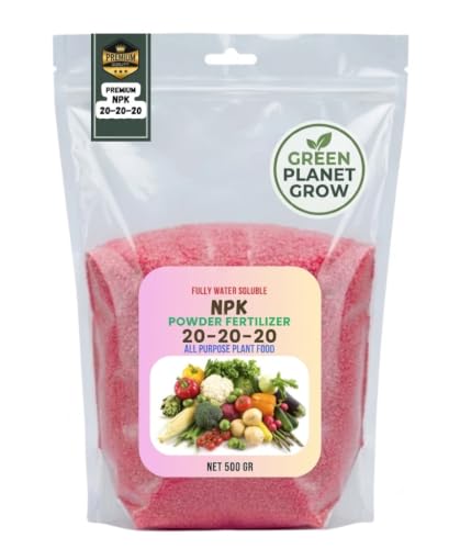 PREMIUM NPK 20 20 20 All Purpose Fertilizer for Outdoor and Indoor Plants 500g Water Soluble (Best choice for use in the GCC) GREEN PLANET GROW