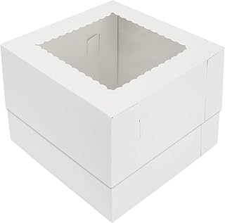 Moretoes 10pcs 10x10x8in Cake Boxes White Bakery Boxes with Window Tall Dessert Cardboard Treat Boxes for Cakes Cupcakes Pies Donuts Dessert