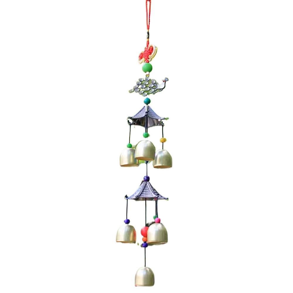 YUEKOPOU Chinese Knot Double Layered Wind Chime Metal Pendant Door Decoration 45x6cm