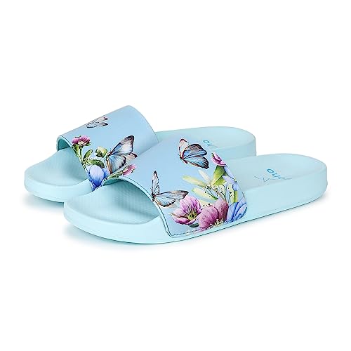Image of YOHO Tropica Printed Comfortable Women Slides | Stylish Rainy Footwear & Waterproof Monsoon Sandals | Soft Inner Lining On Strap