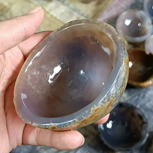 Yinyimei Mineral Edelsteine 1 stücke Natürliche graue Achat Schüssel Schmuckschatulle/Aschenbecher Punkt Heilendekoration Cover
