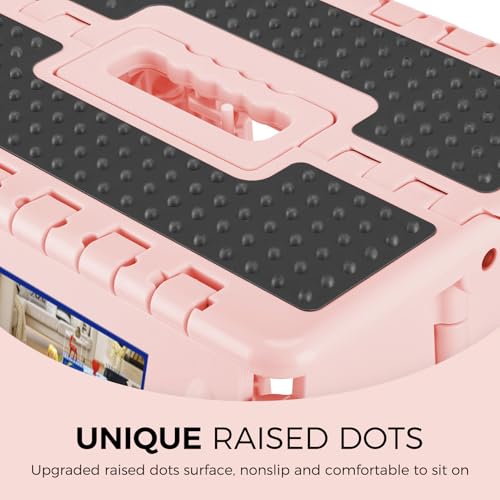 Image of ACKO Folding Step Stool 13 inch Height Premium Heavy Duty Foldable Step Stools for Adults and Kids, Kitchen Plastic Small Collapsible Stepping Stool Hold Up to 300 LB Dot Pink (1 Pack)