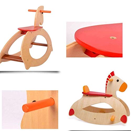 JWDYA Holzschaukelpferd Schaukelstuhl, 1-3 Jahre altes Kind-Fahrt Spielzeug, Schaukeltier for Mädchen und Jungen Freien – Bild 7