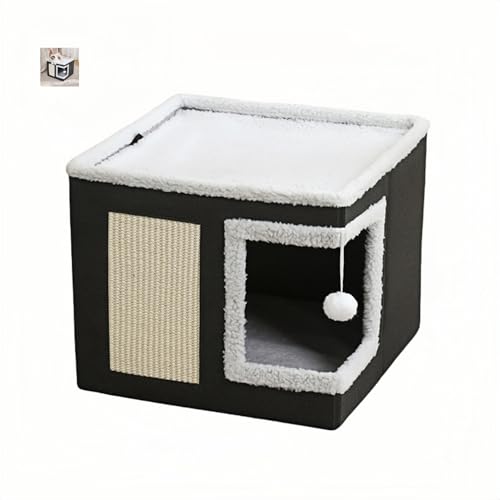 ウォールキャットタワー ハウス付き ベッド型ドームキャットタワー ぺット用ハウス キャットタワー 室内 猫用 ベッド付き 安全で安定感 のおしゃれなキャットタワー (ブラック)