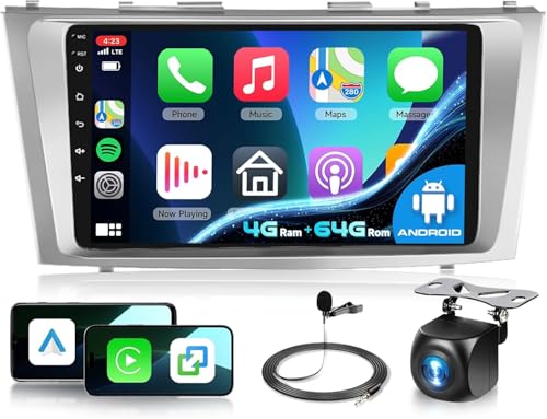 Image of 4G+64G Car Radio Stereo for Toyota Camry 2006-2011, Wireless CarPlay Android Auto 9 Inch IPS Touch Screen Android 13 GPS Head Unit WiFi Bluetooth DSP Audio USB Dual Mic HD Rear Camera