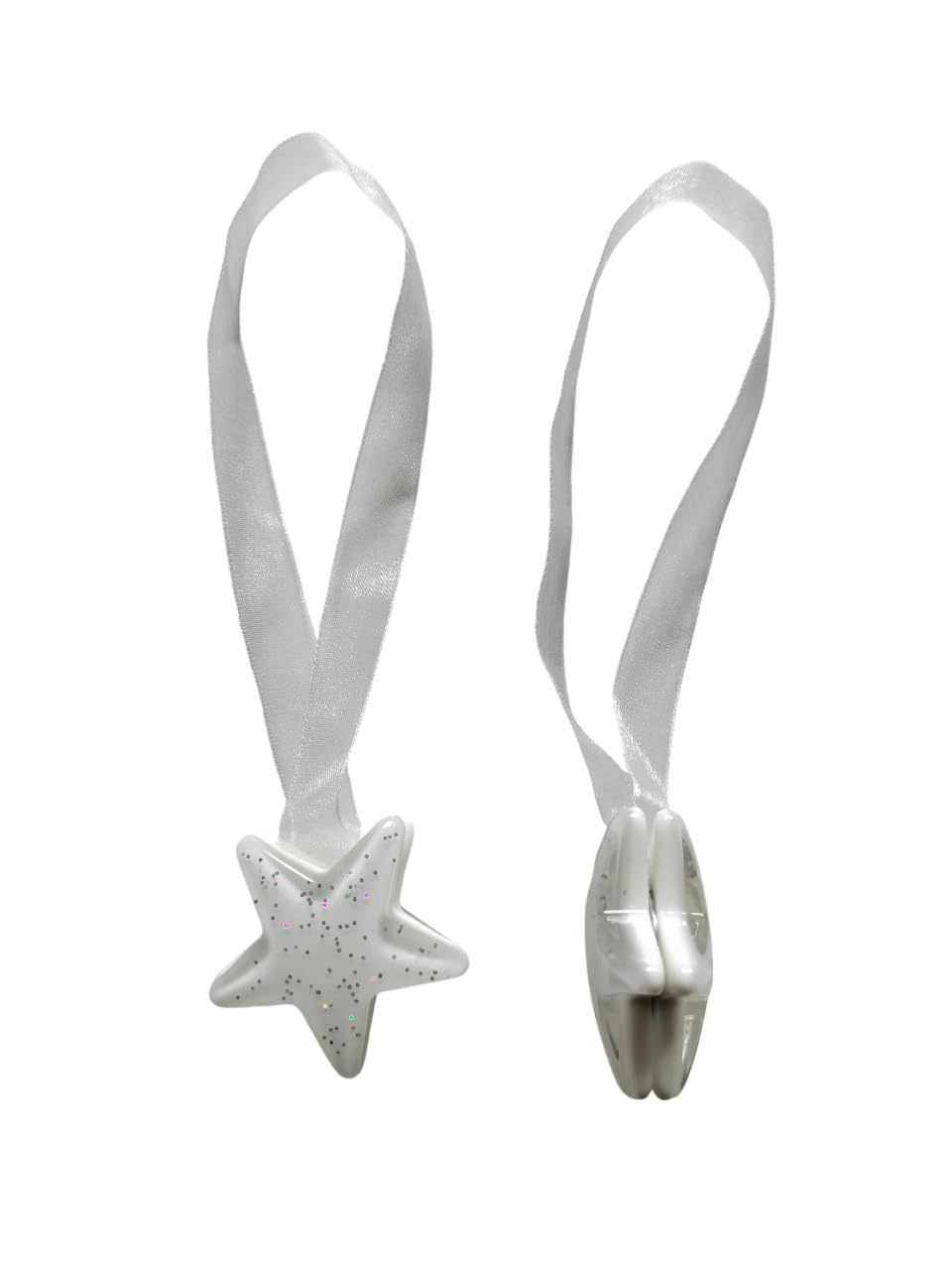 Coppia di Calamite per Tende - Semplici di Forma Stella (Stile Glitter) - In Vari Colori (BIANCO)