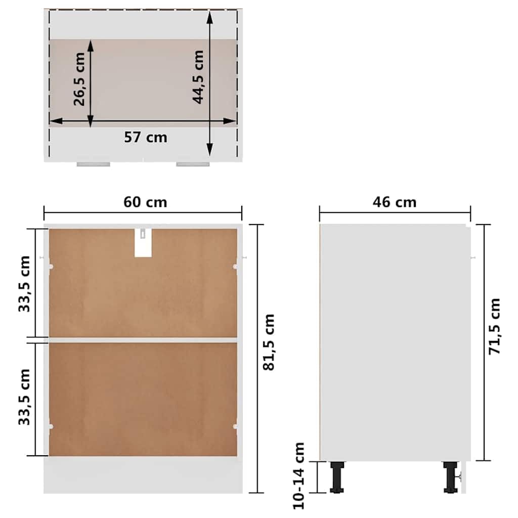 vidaXL Armadio Inferiore “Lyon” Bianco 60x46x81,5 cm
