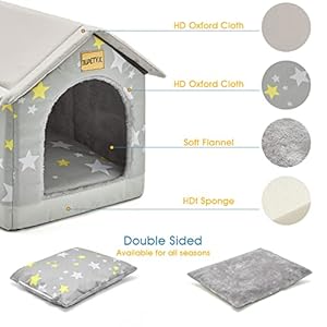 Jiupety Cozy Pet Bed House, Indoor/Outdoor Pet House, S Size for Cat and Small Dog, Warm Cave Sleeping Nest Bed for Cats and Dogs, Gray