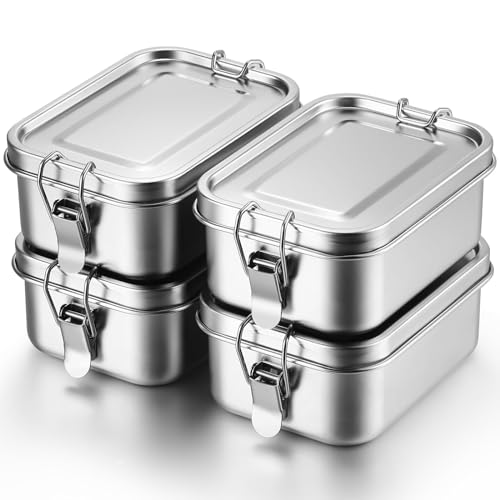 Bento Box zestaw pojemników na lunch i przekąski, wielokrotnego użytku, nadaje się do mycia w zmywarce, 4 sztuki