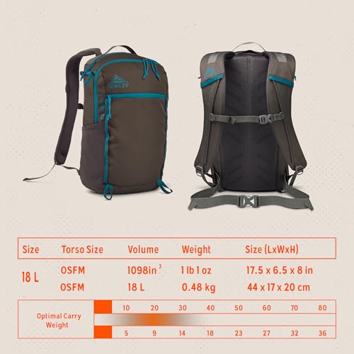 Image of Kelty Asher Backpack, Daypack to Multi-Day Backpacking Capacity, Hiking, Lightweight Travel Pack, Internal Frame (18L Beluga)