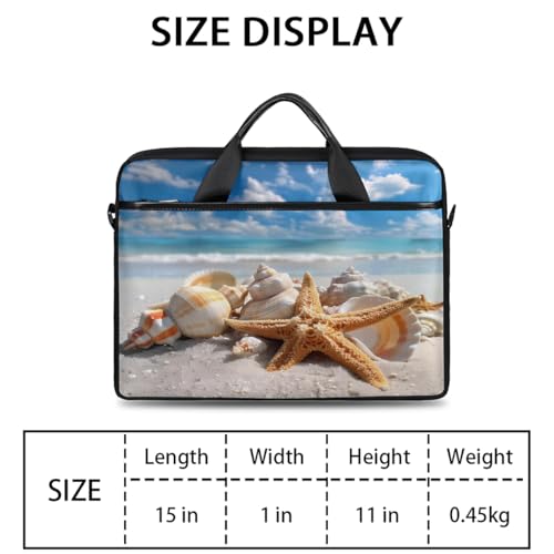 Funda para laptop de playa, arena y conchas marinas, funda delgada para laptop de 15 pulgadas, bolso informático con correa para hombro, maletín profesional para mujeres y hombres, bolso mensajero para trabajo, oficina y viajes miniatura 2