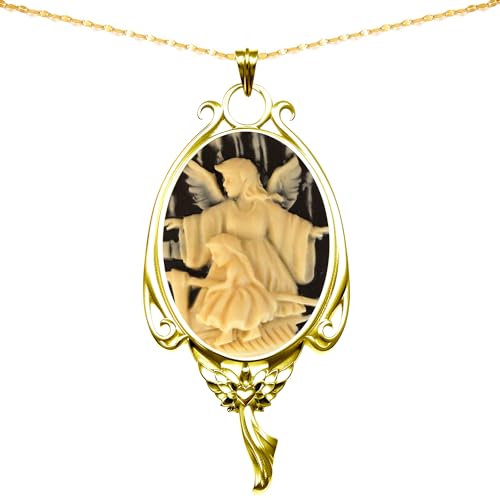 Yspace 18k Gold Plated Heart of the Angel Pendant Cameo