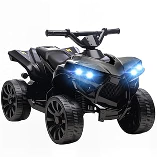 Powerful drive: Featuring a 6V motor, this kids quad bike provides a smooth ATV ride across the garden or patio, great for sparking their imagination on every journey Playful music and vibrant lights: With three cheerful built-in tunes and working he...