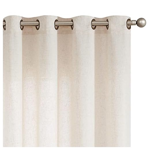 jinchan Linen Beige Curtain 100 Inch Extra Wide for Patio Sliding Glass Door Farmhouse Grommet Top Light Filtering Window Drape for Bedroom Divider 100x84 Crude 1 Panel