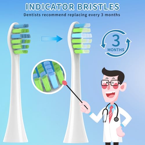 YMPBO 10 Pack Toothbrush Replacement Heads Compatible with 7AM2M AM100/AM105/AM110 Electric Toothbrush, Soft Brush Bristles, White - Thumbnail 7