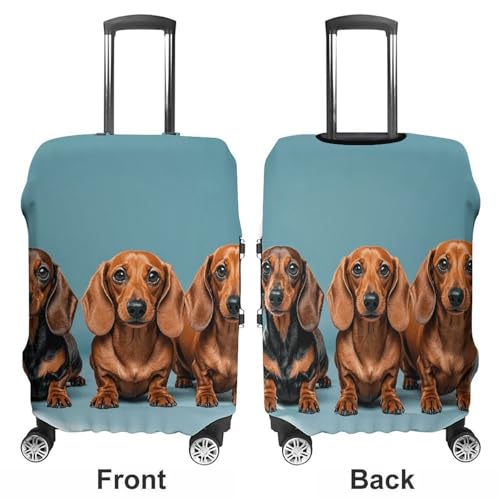 Three Dachshunds Luggage Cover Elastic Suitcase Protector Case Anti-Scratch Washable Baggage Covers Protector For Traveling, Aircraft Consignment XL3
