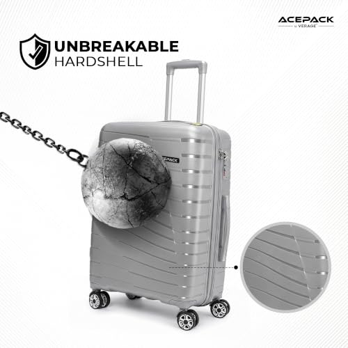 Image of ACEPACK by Verage - STARLINK Unbreakable Hard Side Polypropylene Luggage Set of 2 (Cabin 41L + Medium 74L) | Lightweight Suitcase Set with 360 Silent Spinner Wheels, Number Lock & Telescopic Handle