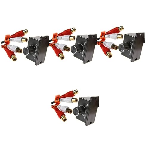 OSALADI 4pcs Car Remote Level Control Knob for Car Amplifier Volume Control with Connectors for Speakers and Bass