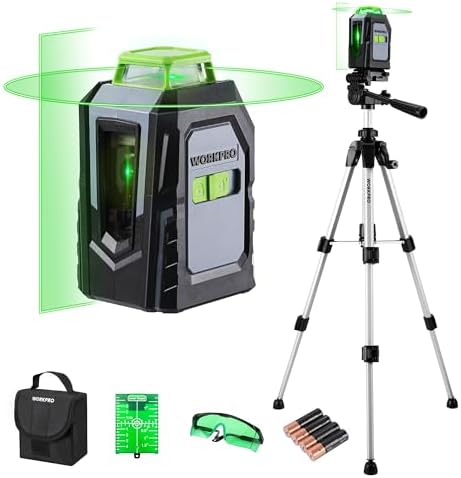 WORKPRO Niveau Laser 360° Autonivelant avec Trépied, Laser Chanti...