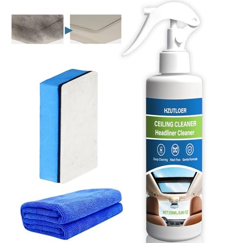 Hzutloer Car Headliner Cleaner,256ML Multi Functional Car Interior Roof Fabric Cleaner,Multi Purpose Interior Cleaner,Powerful Cleanning for Car Ceiling,Seats,Upholstery,No Water Rinse