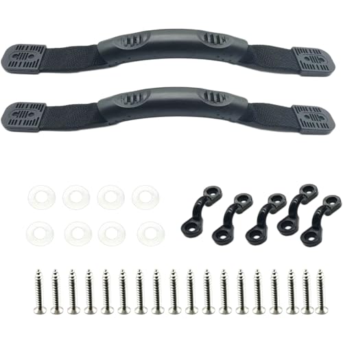 2Pcs Kayak Carry Handles,Canoe Boat Side Mount Carry Handles 2-Hole Kayak Handle Replacement with Kayak Pad Eyes and Screws Kit Kayak Accessory for Ocean Kayak Lifetime Kayaks Pelican Luggage (2)