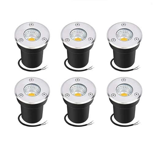 AIXILAN Spot Lights,6PCS LED Beam Spotlight, AC85-265V COB Garden Landscape Lights, Recessed Buried Lights, for Outdoor Park Driveway Underground Lighting(Warm White,7W)
