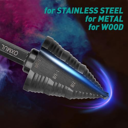 Step Drill Bit for Metal, 1-3/8" to 7/8", Drill Bit Set for SS, Hard Metal, Wood, HEX Shank, 3-Steps. #207