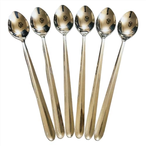 Image of Long Handle Spoon, Long Mixing Stirring Spoon for Iced Tea, Coffee Suitable for Tall Glasses, Cocktail Bar Stainless Steel Long Handle Spoon, Soda Spoon, Milkshake Spoon (6pcs-SAS-Long)