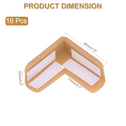 Image of uxcell Corner Protectors, 16 Pcs Table Corner Protectors, Furniture Corner Guard and Edges Safety Bumpers for Table Edges and Sharp Corners (L-Shaped, Brown)