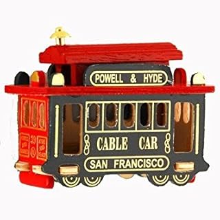 (9 8/18) San Francisco Cable Car Magnet 3 Inch Red Green Wood Car Magnet On Back