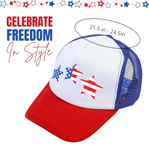 Image of American Flag Trucker Hat USA Snapback Hat 4th of July Patriotic Hats for Men Women