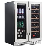 Ca'Lefort 24 Inch Freestanding Wine and Beverage Refrigerator with 21 Bottle and 60 Can Capacity Dua