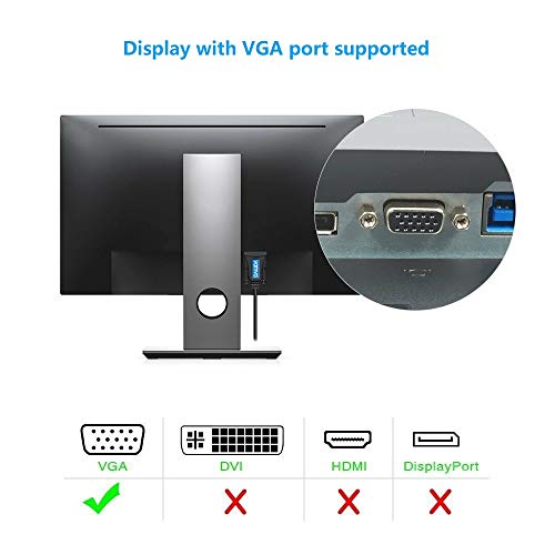 Usb 3.0 To Vga Hd Adapter Cable, Usb To Vga Adapter Cord For Mirroring Hd Video Display At 1080P @ 60Hz, External Video Card/Cord For Windows 10/8.X/7 #TOP3