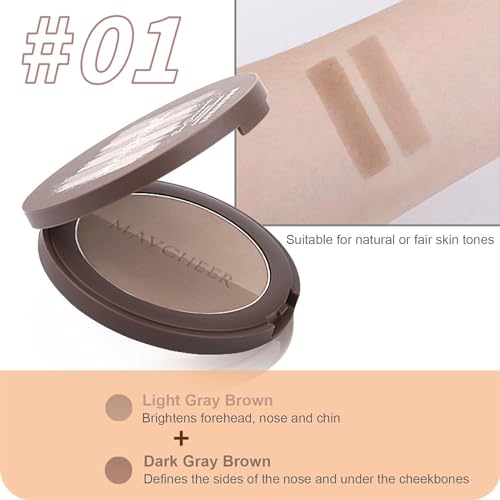 Contour Makeup Palette 2 Shades Face Contouring Kit with Mirror & Brush,Pigmented Silky Smooth Contour Powder Makeup Multi-Use Face Contouring Kit For Face Cheek Nose Contour - Image 4