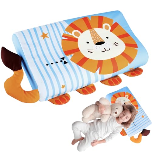 Svalor Schlummerkissen Kinder,Calmlykissen mit Kissenbezug,Atmungsaktiv Kinderkissen mit Löwen-Motiv​aus Memory Schaumstoff​für Jungen Mädchen ab 3 Jahre​​ (45 * 27 * 6cm)