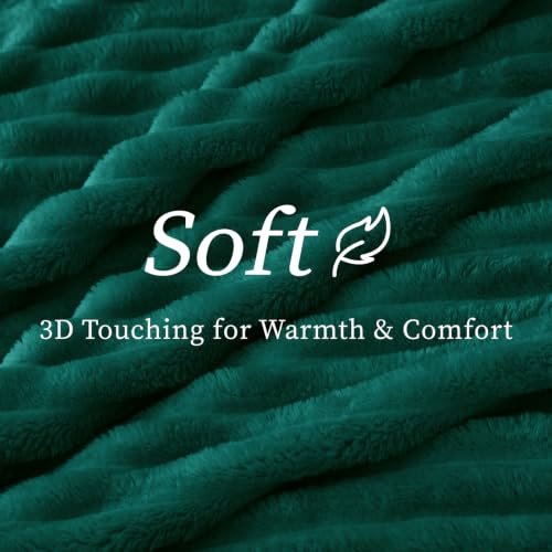 Image of BEDELITE Ribbed Twin Blanket for Couch & Bed, Emerald Green, 60 inchx80 inch | Ultra-Soft Plush Fleece, Cozy, Warm Yet Lightweight, Ribbed Texture, Home Decor, Machine Washable, Giftable, All-Season Use