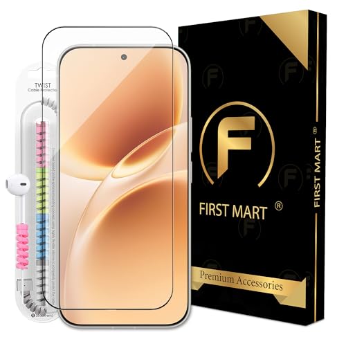 Image of FIRST MART Military Grade Gorilla Tempered Glass for Vivo V70 with Edge to Edge Full Screen Coverage, Cable Protector and Easy Installation kit