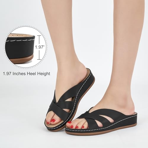 Alicegana Womens Sandals Wedge Shoes: Dressy Summer Low Platform Slides Comfortable Walking Beach Sandals for Women 20254