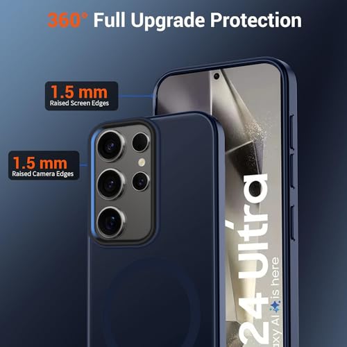 Image of SIZUKA Samsung S24 Ultra Magsafe Hard Back Case | Matte Design & 360 Protection | Military-Grade Samsung S24 Ultra Cover | Strong Magnet Back - Blue