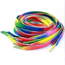 Herrer Alvo Rainbow Multicolor Flat Canvas Athletic Shoelace Sport Sneaker Shoe Laces Boots Strings (1Pair, 2 Pcs)